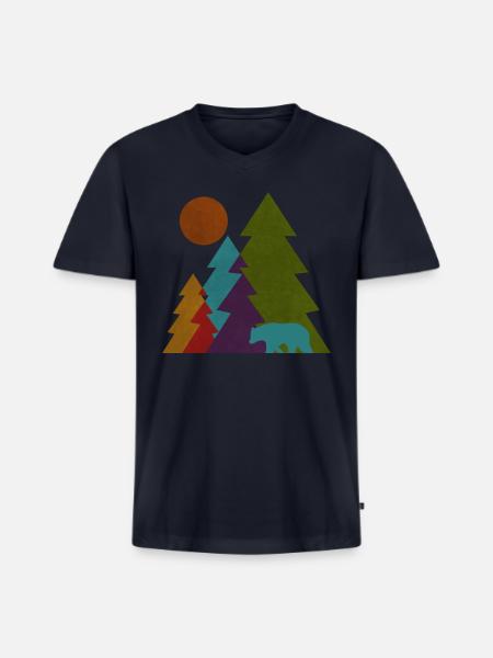 Pine Trees - Men's Premium Organic V-Neck T-Shirt - navy