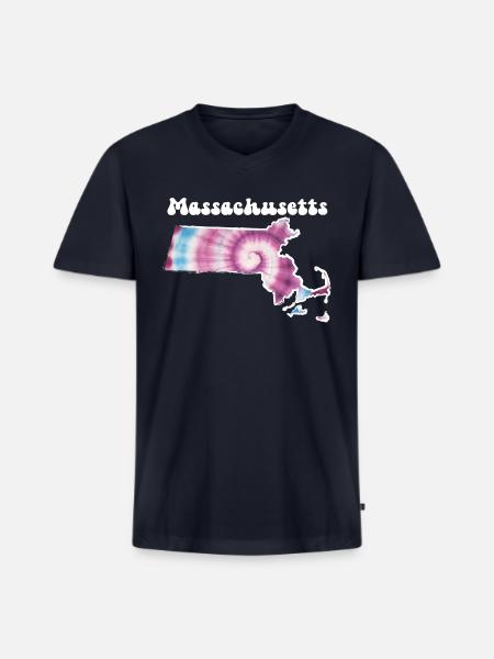 Massachusetts Tie Dye - Men's Premium Organic V-Neck T-Shirt - navy