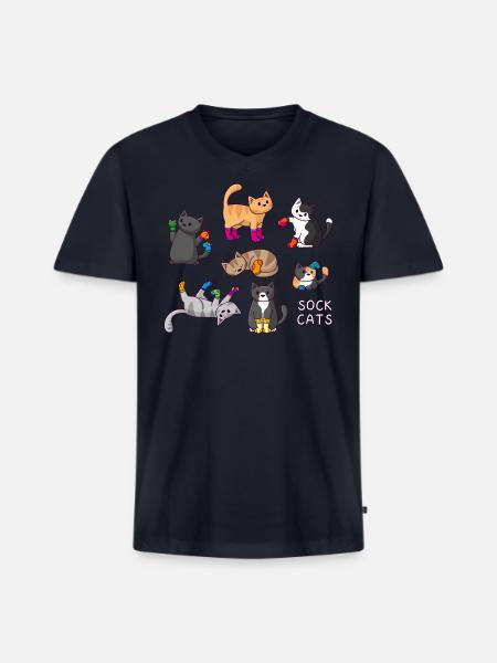 Sock Cats - Men's Premium Organic V-Neck T-Shirt - navy
