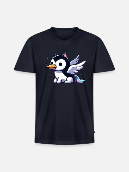 Pegasus Penguin - Men's Premium Organic V-Neck T-Shirt - navy