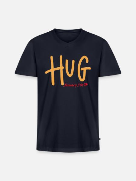 Hug, January 21st - Men's Premium Organic V-Neck T-Shirt - navy