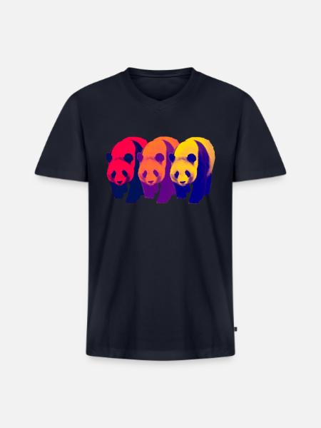 Panda trio 1 - Men's Premium Organic V-Neck T-Shirt - navy