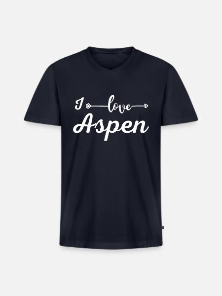 I Love Aspen - Men's Premium Organic V-Neck T-Shirt - navy