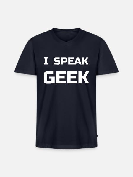 I Speak Geek - Men's Premium Organic V-Neck T-Shirt - navy