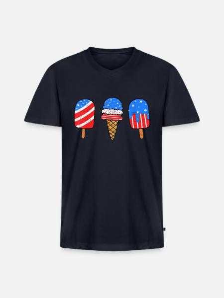 4th July Ice American - Men's Premium Organic V-Neck T-Shirt - navy