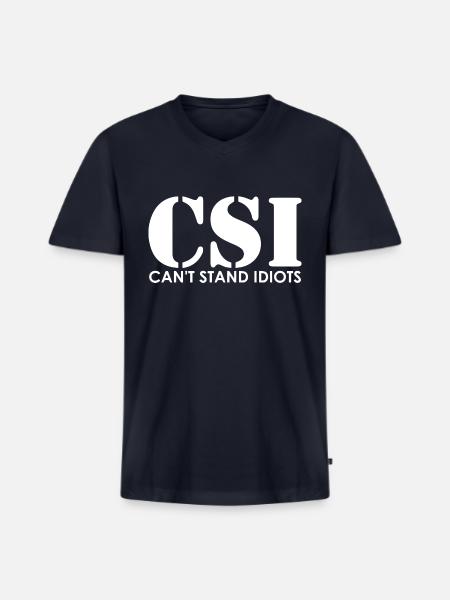 CSI Cant Stand Idiots - Men's Premium Organic V-Neck T-Shirt - navy