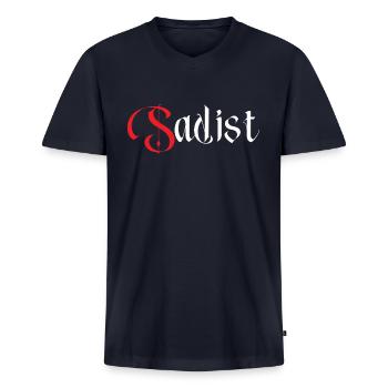 Sadism Masochist Master Sadist Sub Dom Bdsm - Men's Premium Organic V-Neck T-Shirt - navy - Front - AI Model Male 178 light (178cm)