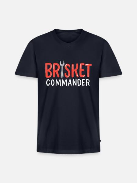 Brisket Commander Bbq Grillmaster - Men's Premium Organic V-Neck T-Shirt - navy