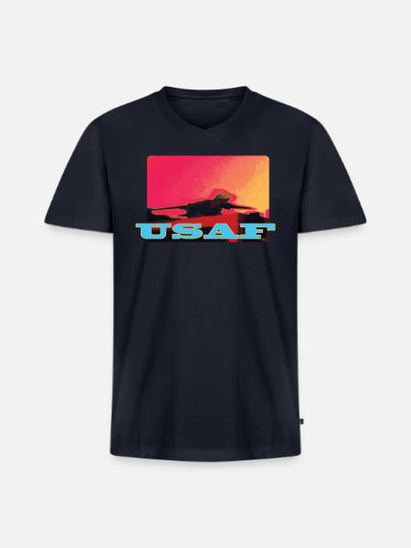 USAF F-14 Tomcat Airplane - Men's Premium Organic V-Neck T-Shirt - navy