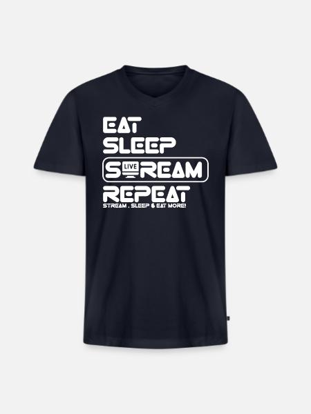 Streamer Life: Eat, Sleep, Repeat - Men's Premium Organic V-Neck T-Shirt - navy