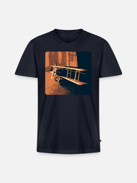 USAF Fighter Biplane - Men's Premium Organic V-Neck T-Shirt - navy