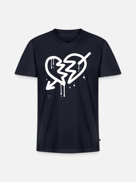 Broken Heart Arrow - Men's Premium Organic V-Neck T-Shirt - navy