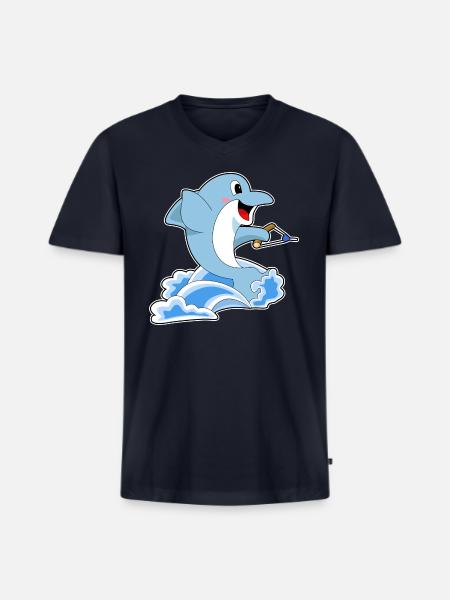 Dolphin Water Ski - Men's Premium Organic V-Neck T-Shirt - navy