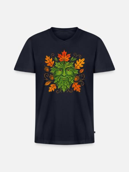 Autumn Greenman - Men's Premium Organic V-Neck T-Shirt - navy