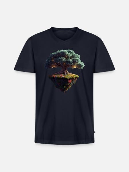 Enchanted Floating Tree - Men's Premium Organic V-Neck T-Shirt - navy