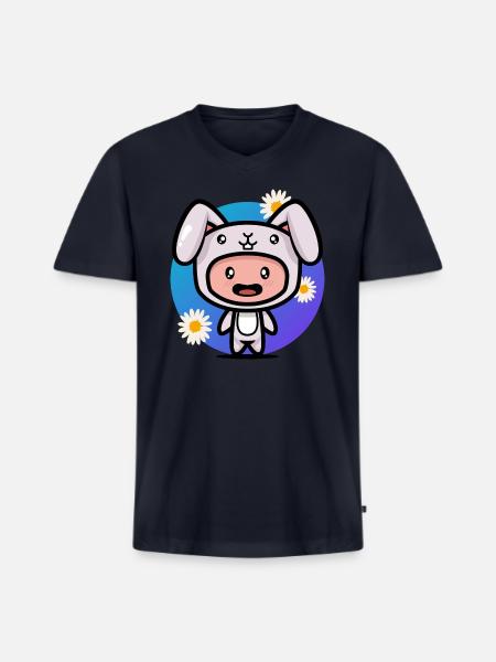 Kid In Rabbit Suit - Men's Premium Organic V-Neck T-Shirt - navy