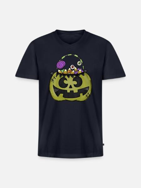 Halloween Bucket - Men's Premium Organic V-Neck T-Shirt - navy