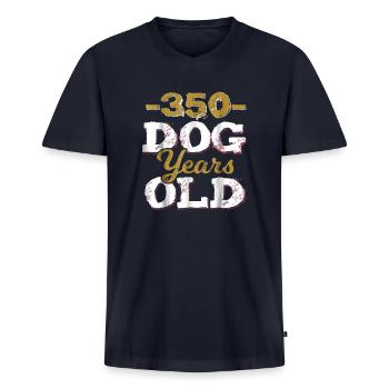 350 Dog Years Old Funny 50th Birthday Gag Gift - Men's Premium Organic V-Neck T-Shirt - navy - Front - AI Model Male 178 light (178cm)