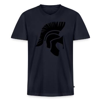 spartan helmet - Men's Premium Organic V-Neck T-Shirt - navy - Front - AI Model Male 178 light (178cm)