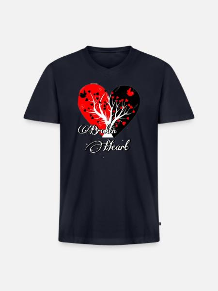 Broken heart - Men's Premium Organic V-Neck T-Shirt - navy