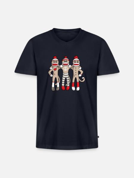 Sock Monkey Buddies - Men's Premium Organic V-Neck T-Shirt - navy
