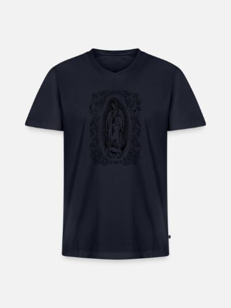 Notre-Dame de Guadalupe Vierge Marie Christian Gift - T-shirt col en V bio premium pour homme - bleu marine