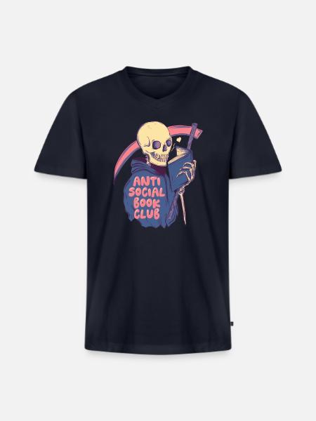 Anti Social - Men's Premium Organic V-Neck T-Shirt - navy