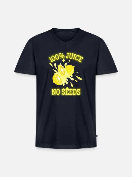 100 juice no seeds Classic - Men's Premium Organic V-Neck T-Shirt - navy