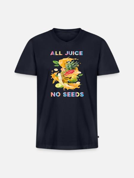 All Juice No Seeds - Men's Premium Organic V-Neck T-Shirt - navy