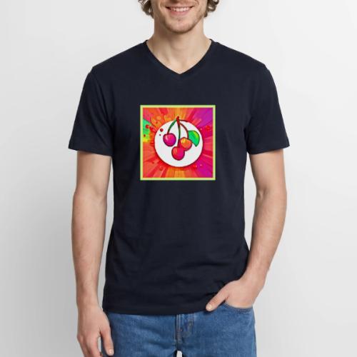 Cherry Pop Art Burst - Men's Premium Organic V-Neck T-Shirt