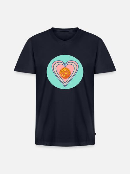 Gold Heart - Men's Premium Organic V-Neck T-Shirt - navy