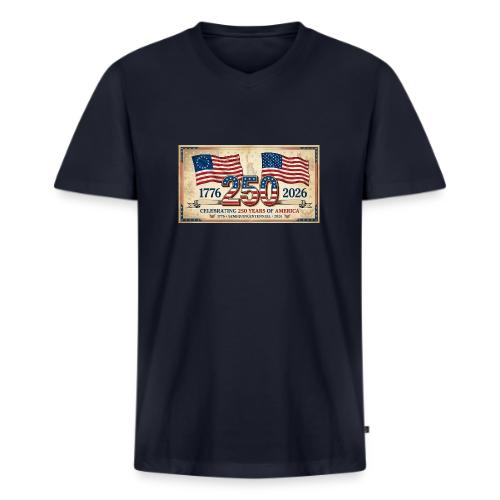USA 250th Anniversary Flags Emblem - Men's Premium Organic V-Neck T-Shirt