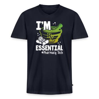 I m Essential Pharmacy Tech Pharmacy Technician - Men's Premium Organic V-Neck T-Shirt - navy - Front - AI Model Male 178 light (178cm)