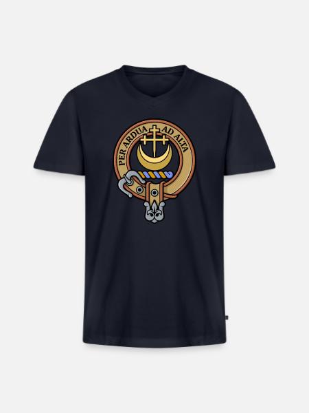 Clan Hannay Crest - Men's Premium Organic V-Neck T-Shirt - navy