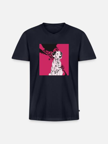 Pink Dalmatian - Men's Premium Organic V-Neck T-Shirt - navy