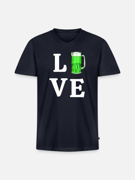 Love Green Beer - Men's Premium Organic V-Neck T-Shirt - navy