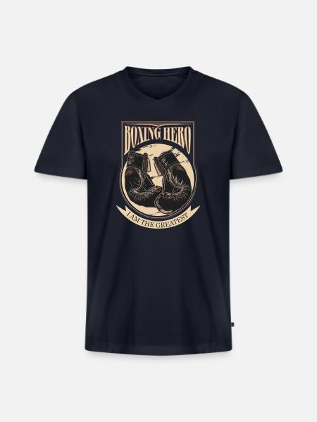 Boxing Hero - i am the greatest - Men's Premium Organic V-Neck T-Shirt - navy