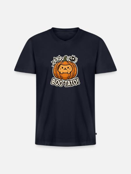 Pumpkin Boo-Tato Cute Halloween - Men's Premium Organic V-Neck T-Shirt - navy