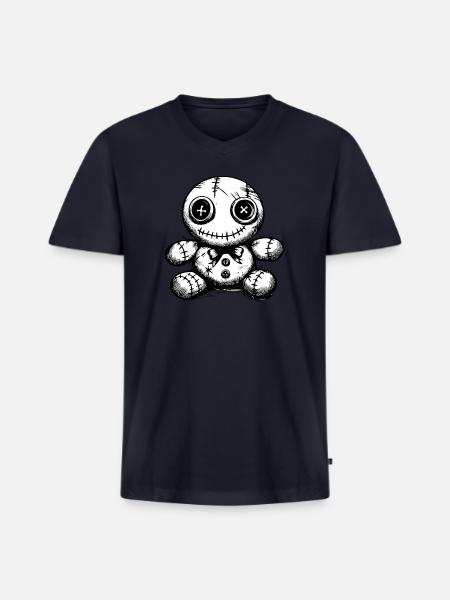 Stitched doll Noir - Men's Premium Organic V-Neck T-Shirt - navy