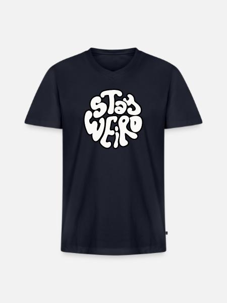 Stay Weird Retro Circle Text - Men's Premium Organic V-Neck T-Shirt - navy