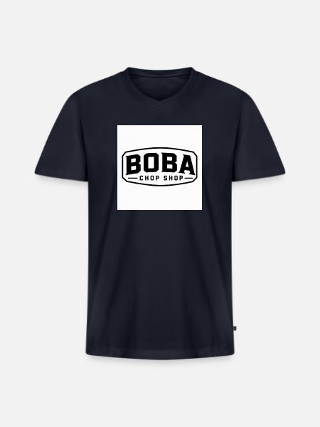 Boba Chop Shop Logo - Men's Premium Organic V-Neck T-Shirt - navy