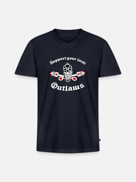 Support Local Outlaws Emblem - Men's Premium Organic V-Neck T-Shirt - navy