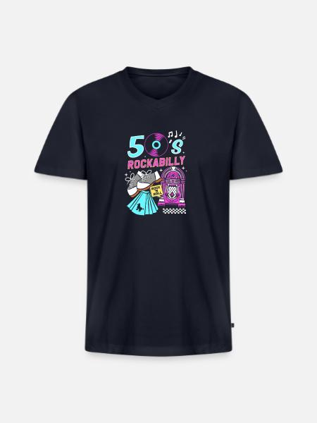 Sock Hop Party Rockabilly - Men's Premium Organic V-Neck T-Shirt - navy