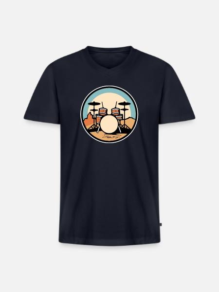 Drum Kit Artwork - Men's Premium Organic V-Neck T-Shirt - navy