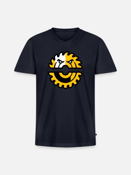 Circular Saw Mascot Logo - Men's Premium Organic V-Neck T-Shirt - navy