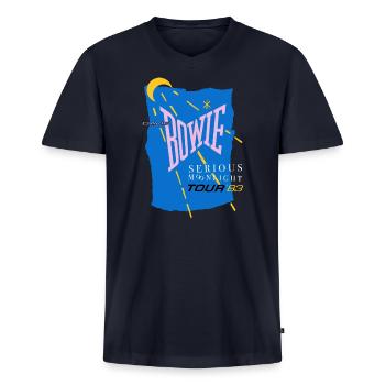 David Bowie Serious Moonlight Tour '83 - T-shirt col en V bio premium pour homme - bleu marine - Devant - AI Model Male 178 light (178cm)