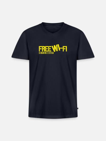 Wi-Fi is Innocent - Men's Premium Organic V-Neck T-Shirt - navy