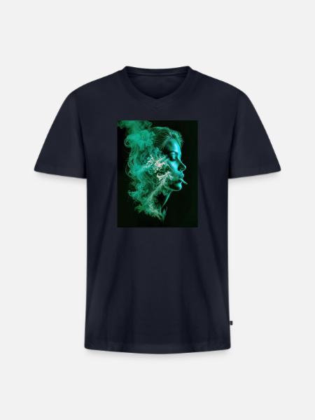 Smoking girl - Men's Premium Organic V-Neck T-Shirt - navy