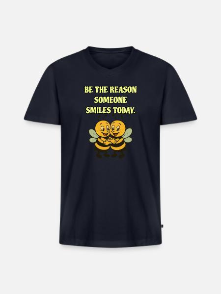 Bee The Reason - Men's Premium Organic V-Neck T-Shirt - navy