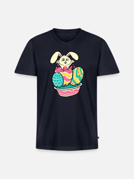 Surprise Bunny - Men's Premium Organic V-Neck T-Shirt - navy